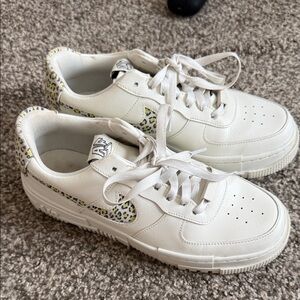 Stylish White and Leopard Print Sneakers